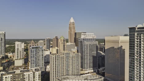 charlotte north carolina aerial v133 low flyover third ward soaring through towering skyscrapers in downtown city center, capturing vibrant urban cityscape - shot with mavic 3 pro cine - oct 1st 2023
