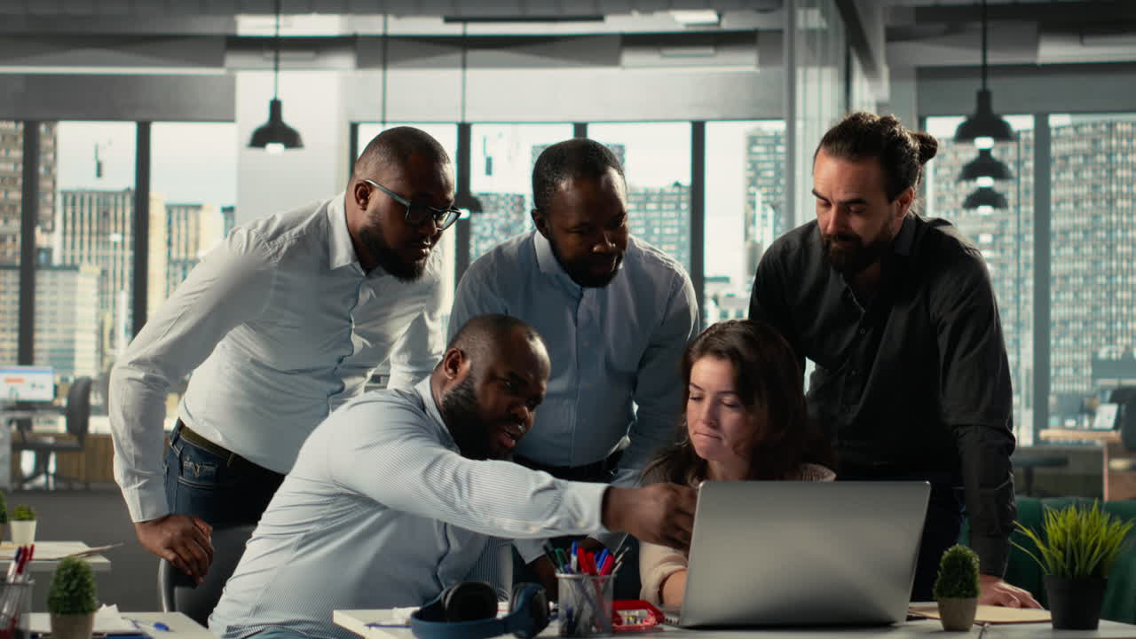 Vertical Video Diverse professionals collaborating on business planning and analytics