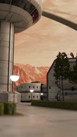 futuristic space station on an alien planet