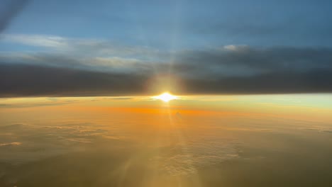 spectacular sunset recorded from a jet cockpit at 12000 metres high