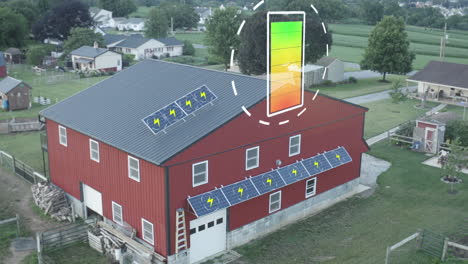 solar panels on red barn