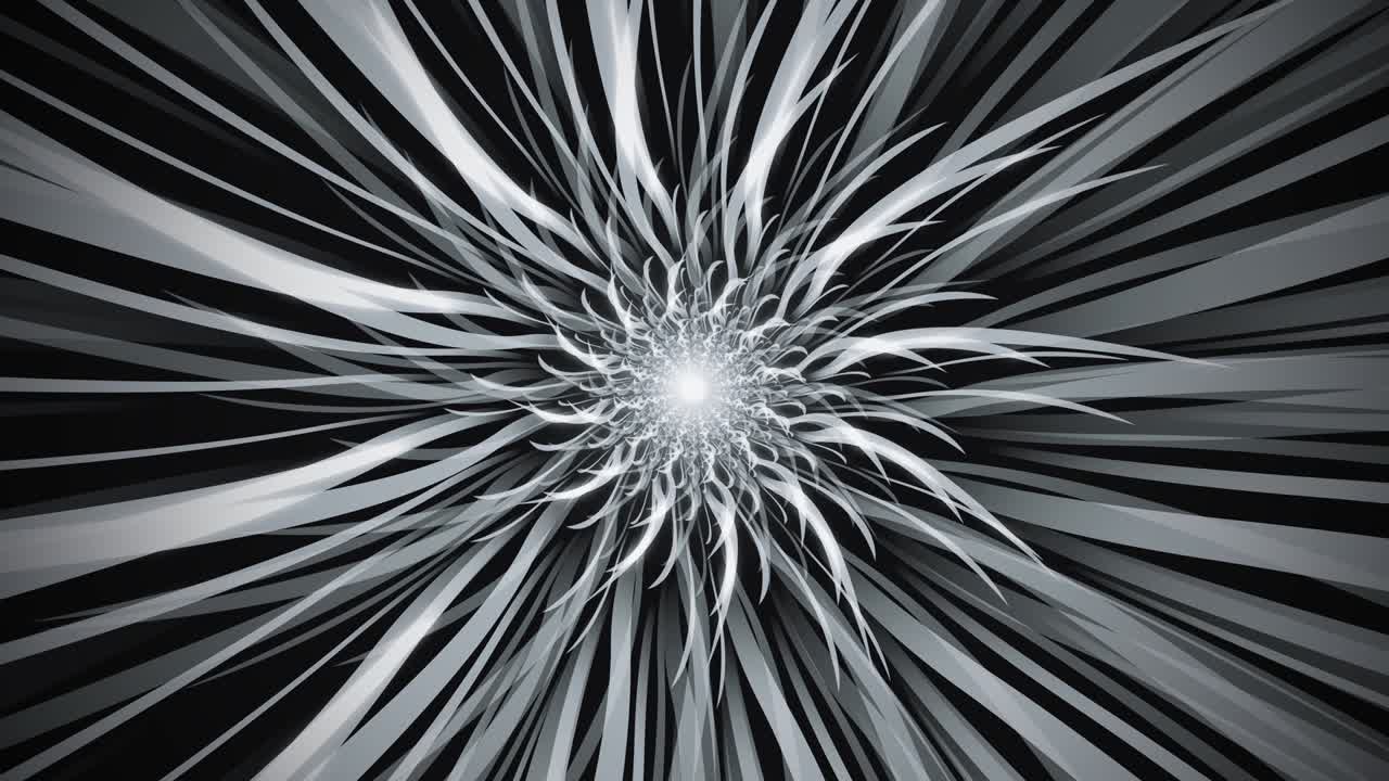 gris monocromático abstracto rayas afiladas oscuro místico bucle circular fondo animado