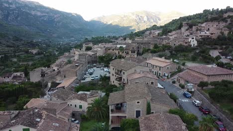 aerial view of the town of fornalutx in the sierra de mallorca