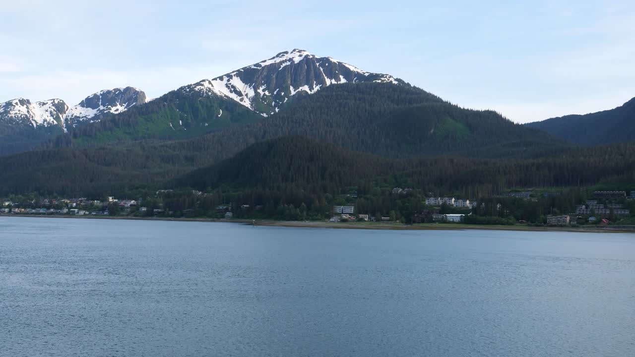Snow capped Mount Bradley on Douglas Island, Juneau, Alaska.