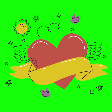 heart with wings and ribbon