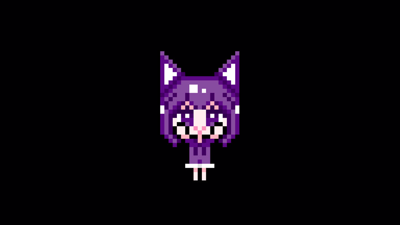 Pixel Cat girl Raise both hands short hair Looping animation. 1080p (7).mov