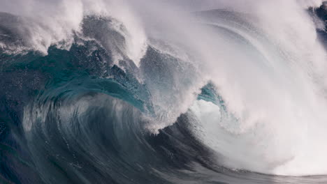 a glassy wave barrelling along a shallow reef break, first showing beautiful reflections on the wave face before gurgling and foaming