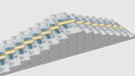 Many wads of money. 1000 russian ruble banknotes. Stacks of money.