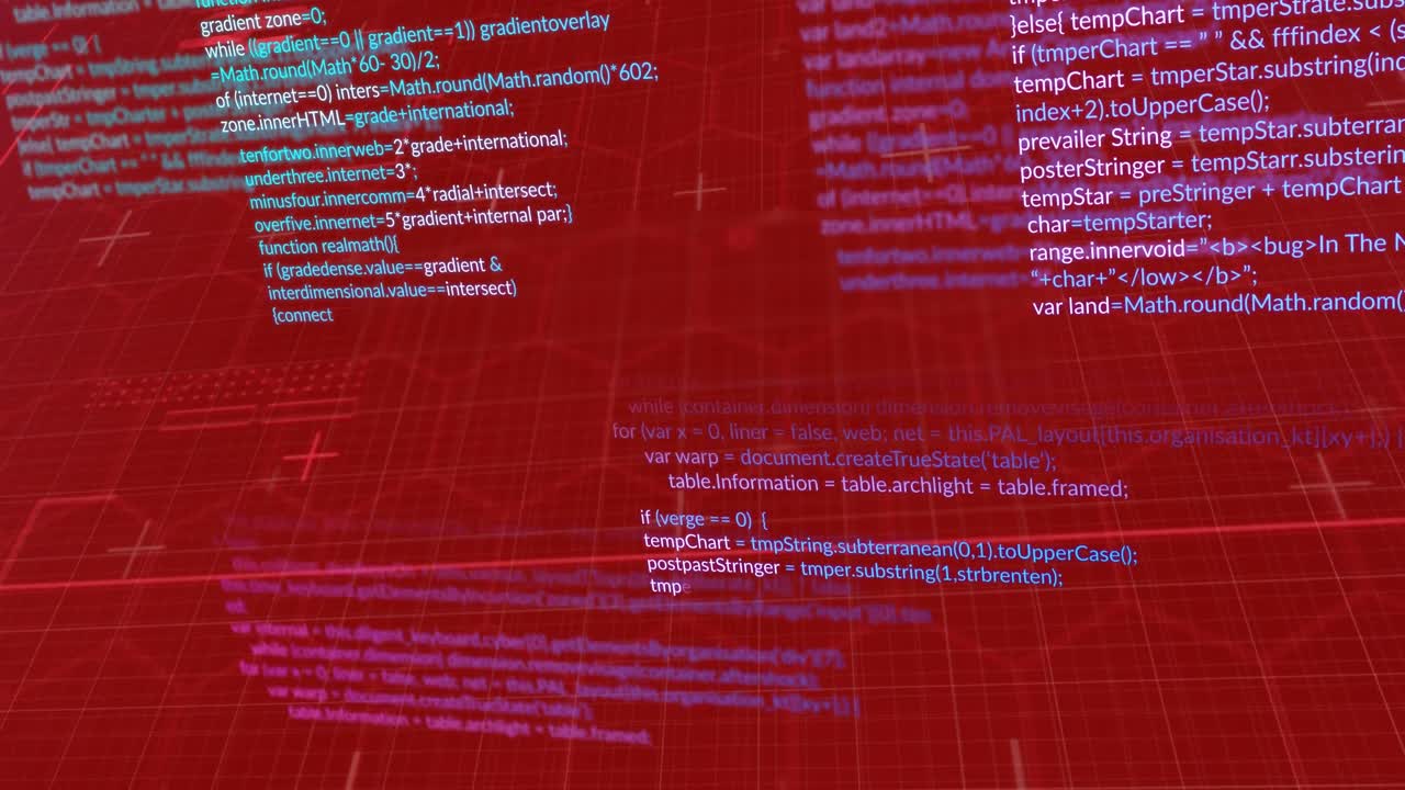 animación del procesamiento de datos sobre un fondo rojo
