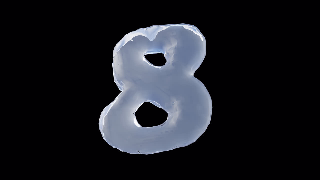 Numero 8 liquido su sfondo trasparente