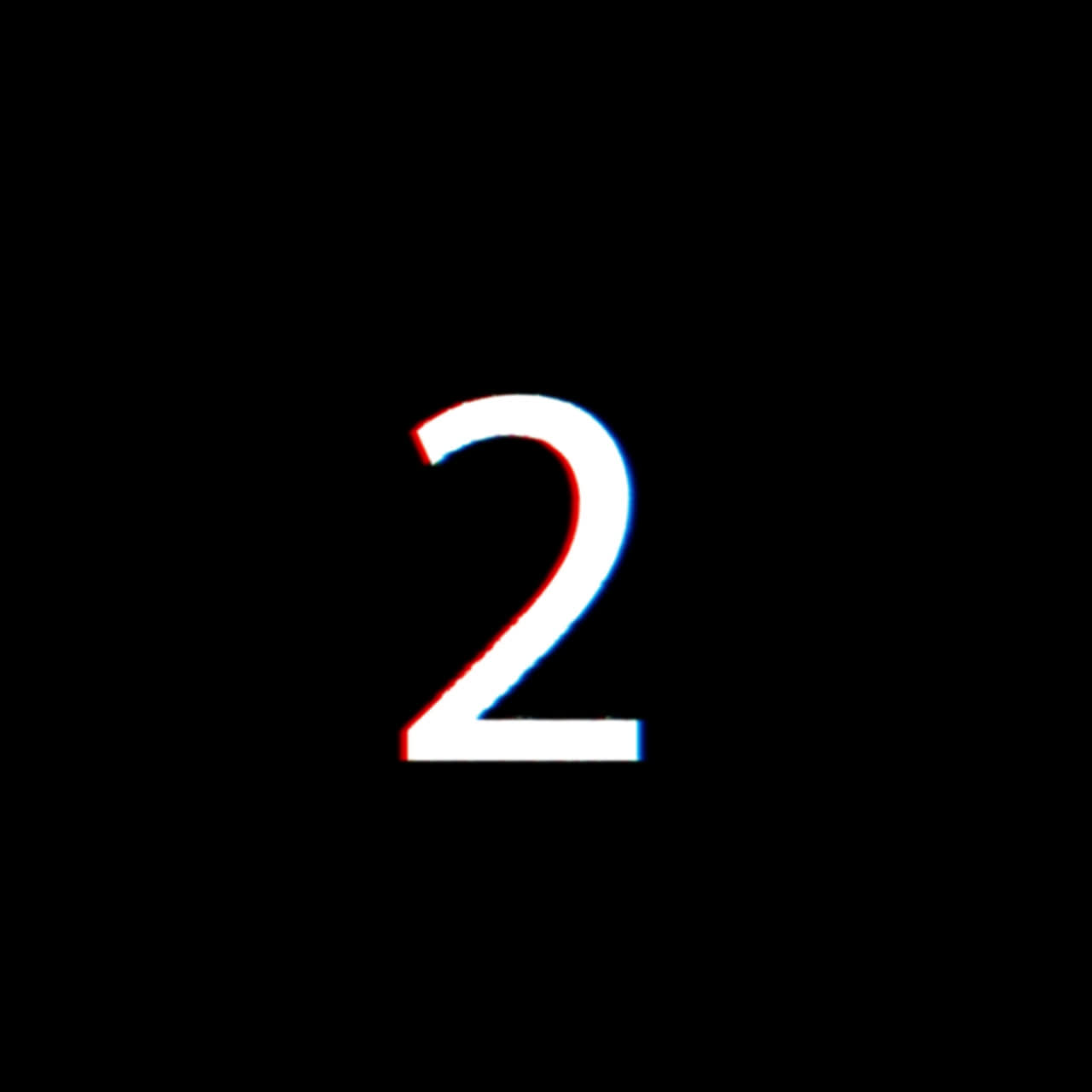 Digital Glitch Effect on Number 2 on Black Background