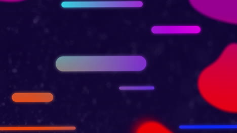 animación de formas de cápsulas coloridas que se mueven horizontalmente sobre manchas de lava rojas sobre fondo negro