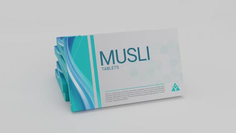 comprimidos de musli en caja de medicamentos