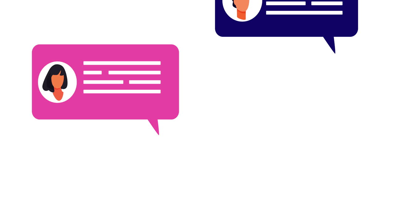 Animation of multiple social networking chat speech bubbles