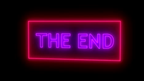 the end sign in neon style