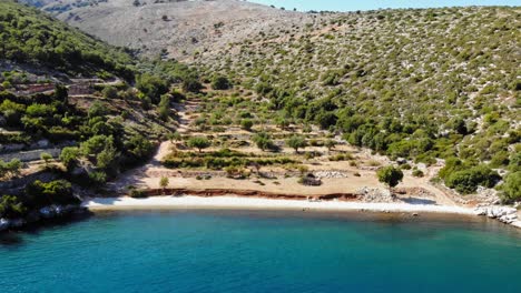 quiet and empty agia sofia beach at summer in kefalonia, greece