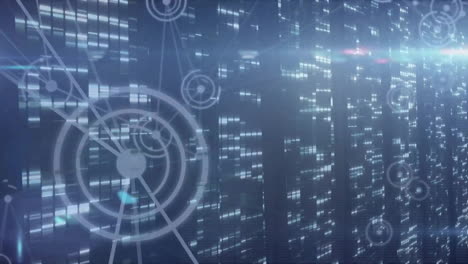 animación del procesamiento de datos y redes de conexiones