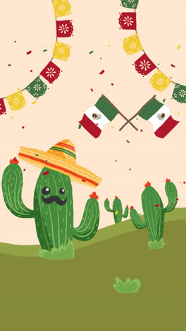 an animation of flat background for mexico independence day celebration