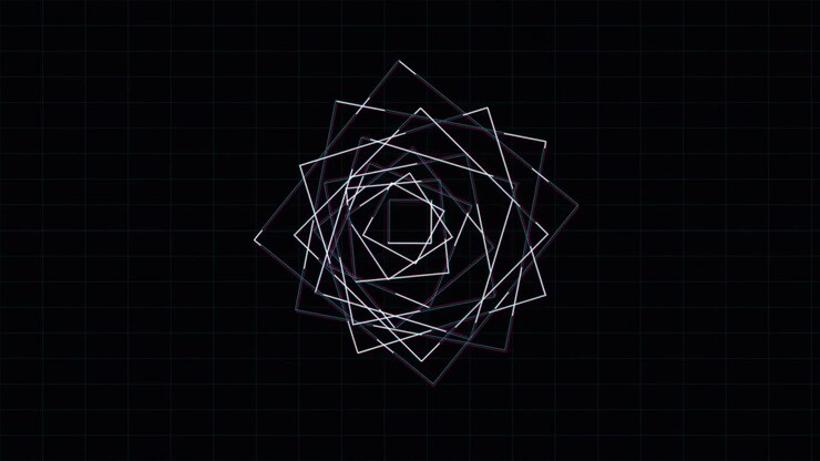 Abstract Rotating Geometric Square Pattern with Glitch Effects