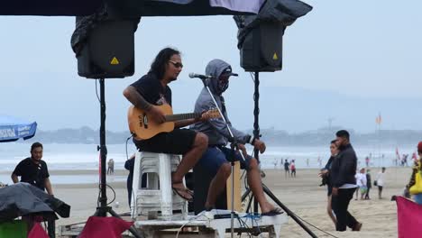 visitor activities at double six beach in the late afternoon, bali, november 25, 2020