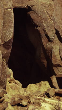 dark cave entrance in rocky mountain