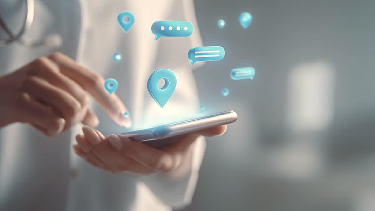 Doctor using telemedicine app on smartphone