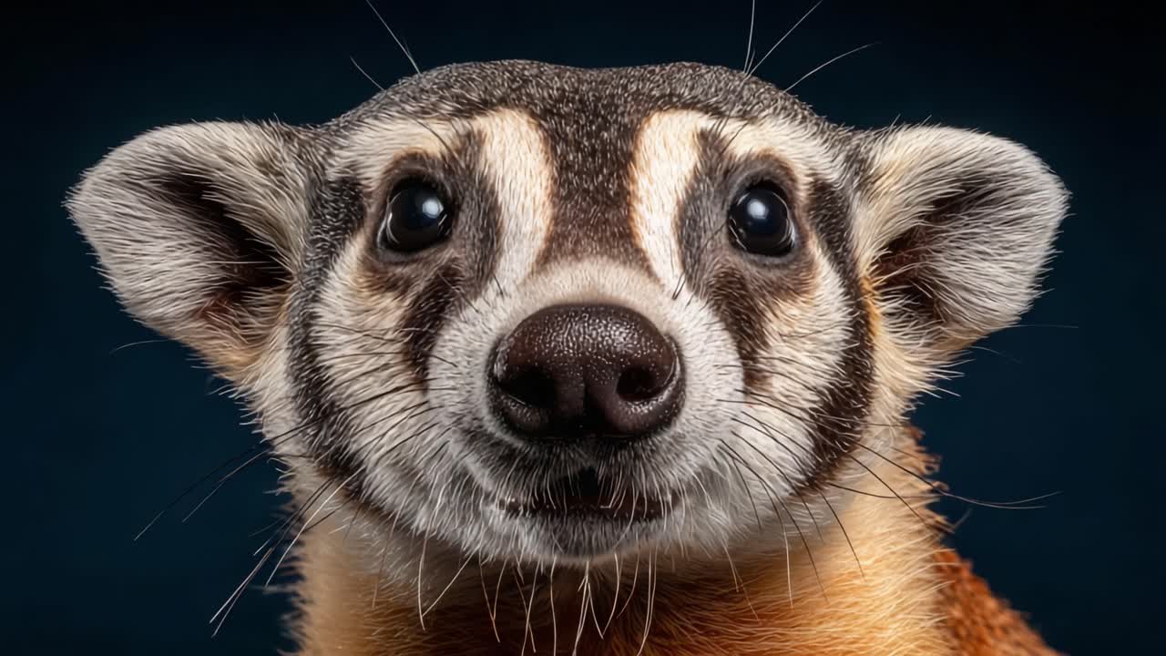 Um close-up cativante de um animal único, caracterizado por suas feições faciais distintas e olhos expressivos, oferecendo um vislumbre de sua natureza curiosa e encanto.