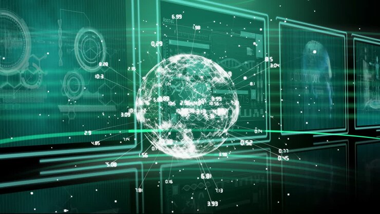 Digitally generated animation of a rotating globe