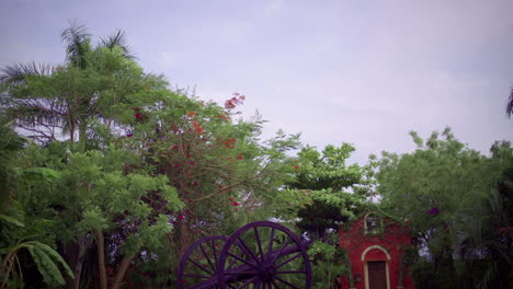 scenic garden with cannon and chapel