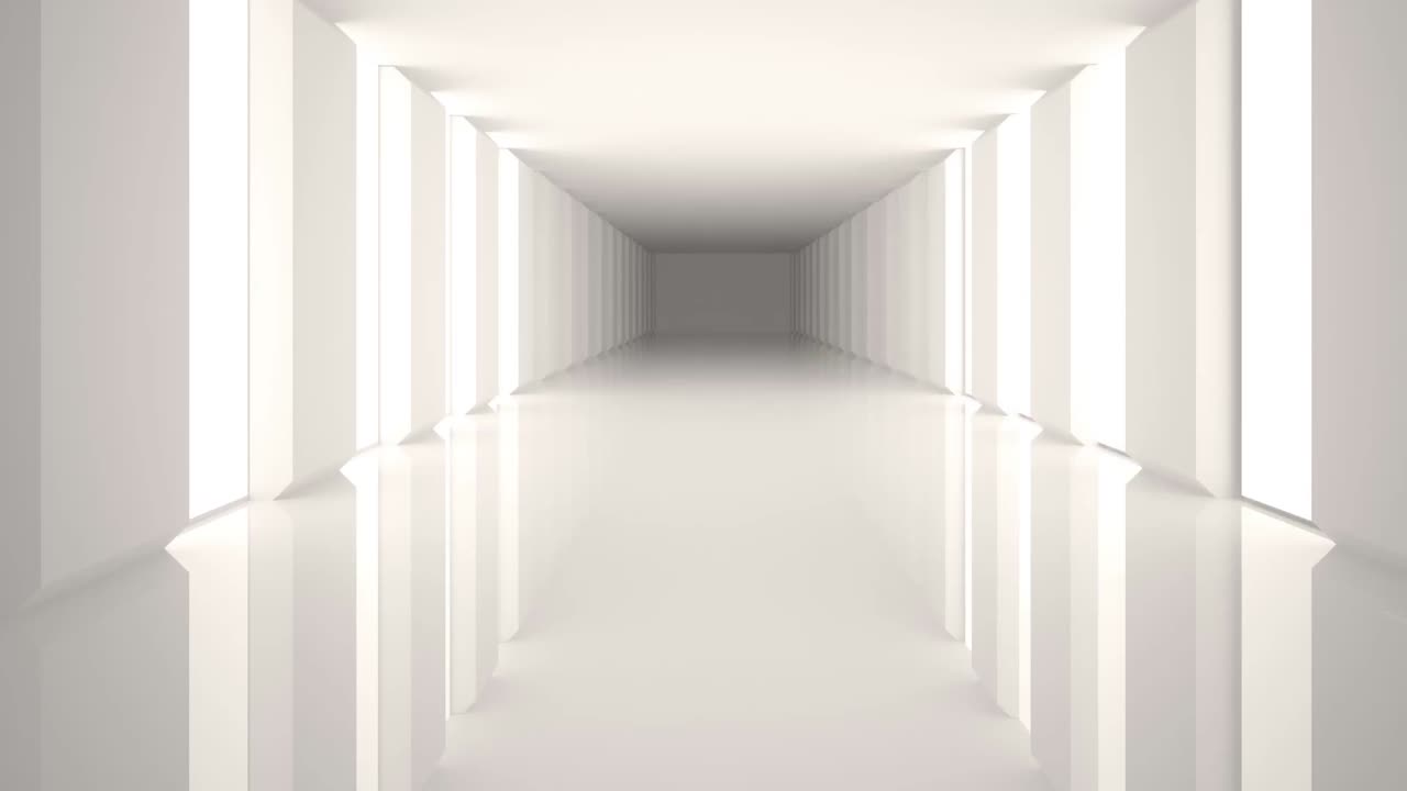 Animation of green glowing hexagon over white modern interiors
