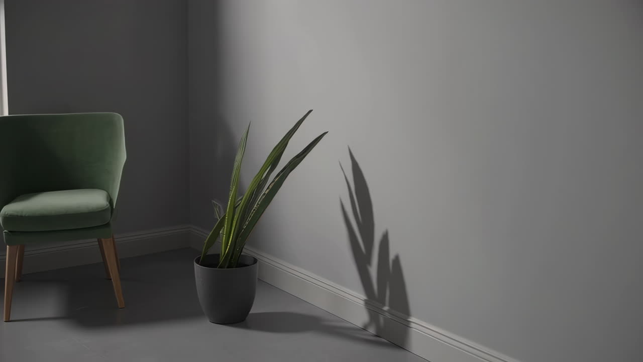 Stylish Modern Room with Plant and Chair