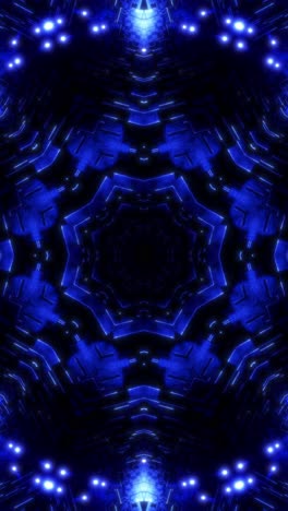 blue abstract pattern with lights. kaleidoscope vj loop vertical