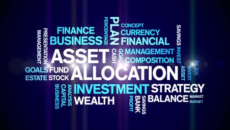 asset allocation animated tag word cloud,text design animation seamless loop.