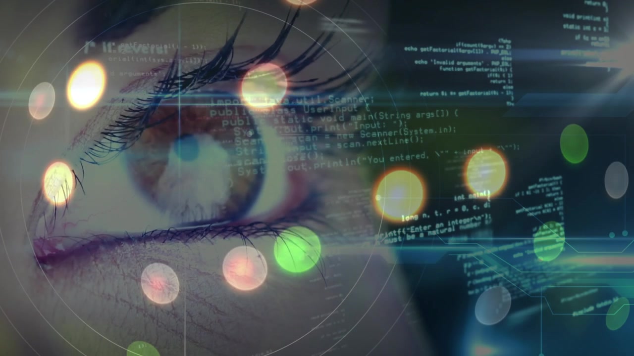 Animation of dna strand spinning and data processing over strong woman exercising