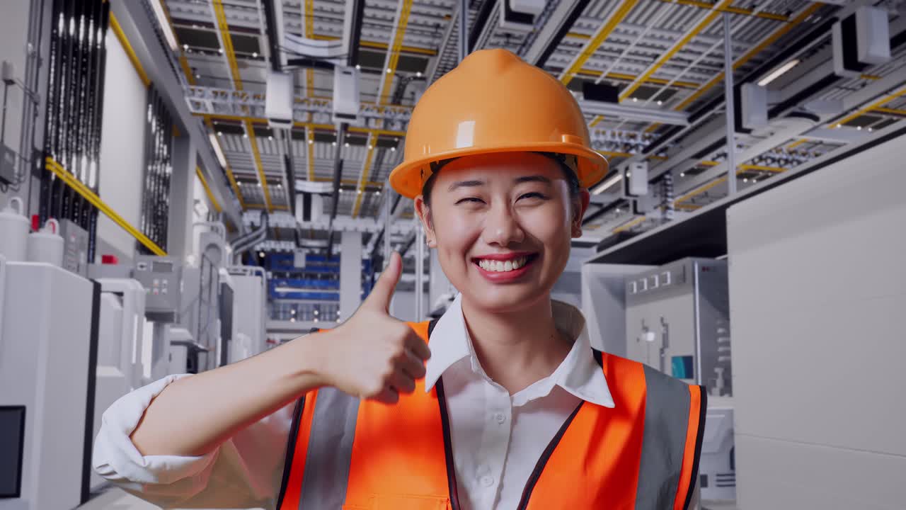 공장에서 행복한 엔지니어
