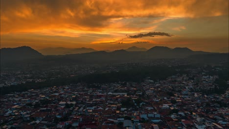 drone timelapse of uruapan michoacan at sunset