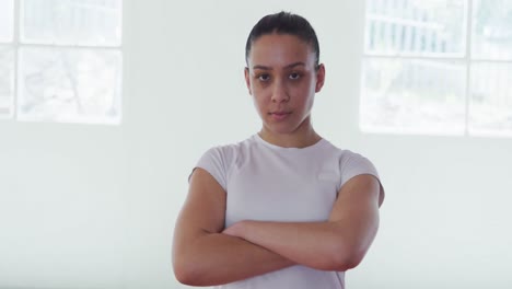 caucasian woman looking at the camera