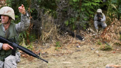 military soldiers during training exercise with weapon