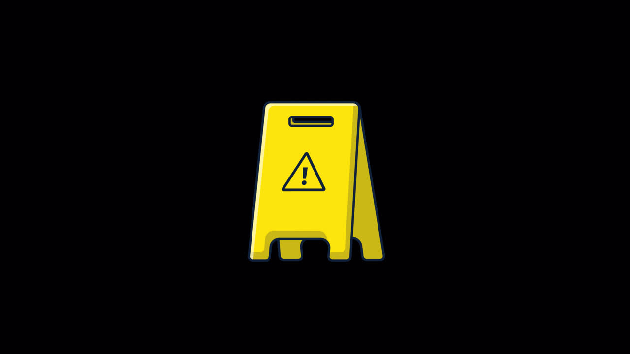 Animated Yellow Caution Wet Floor Sign Icon