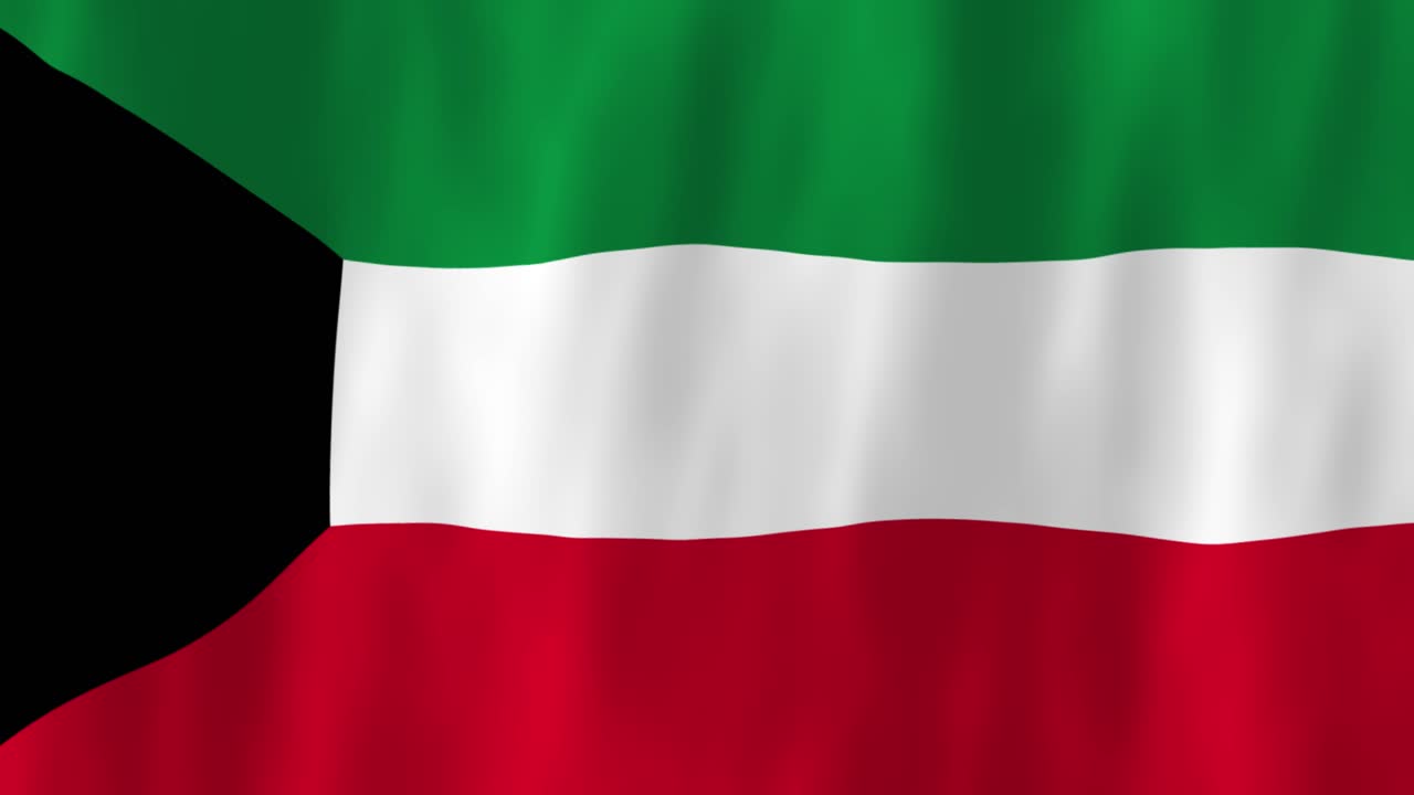Kuwait flag country animation 3D symbol design waving in wind movement national patriotism world culture emblem banner republic West Asia Middle East green white red black stripes