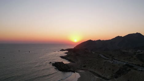 sunset timelapse at kund malir beach, balochistan, pakistan in winters