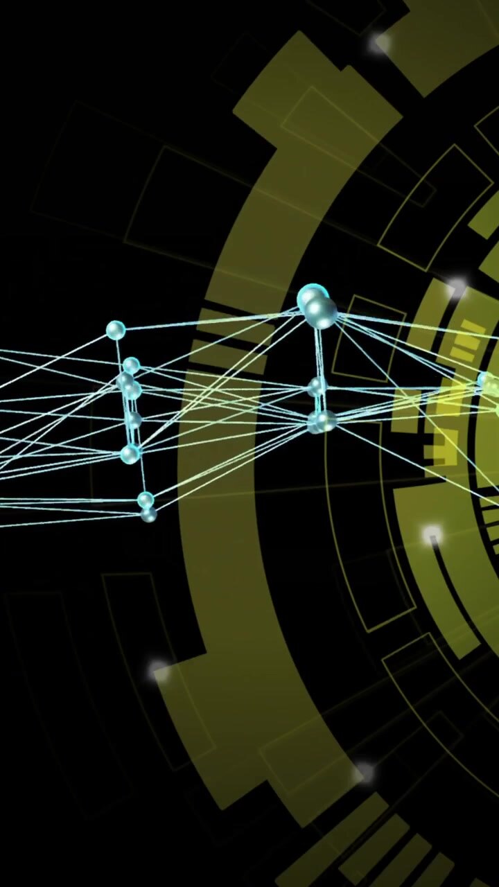 Network of connections and data processing animation over futuristic circular interface