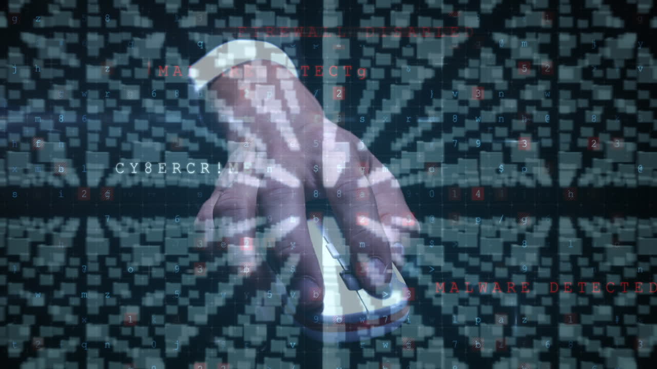 손에 들고 있는 마우스를 통해 사이버 공격 경고의 애니메이션