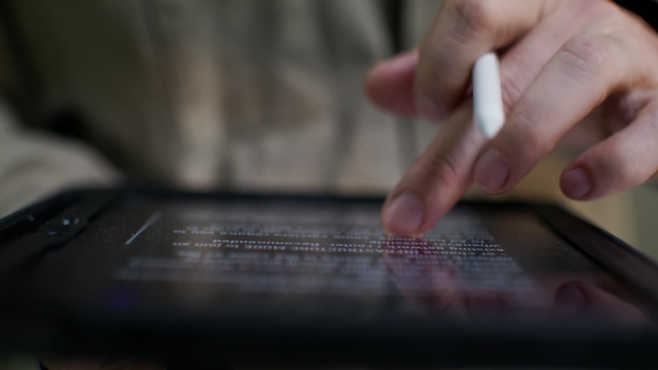 Person using a tablet with stylus