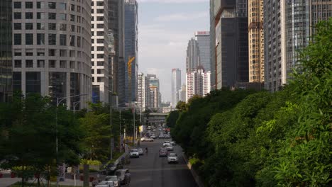 sunset evening guangzhou city downtown traffic street bridge panorama 4k china