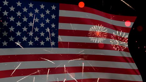 usa flag and fireworks background