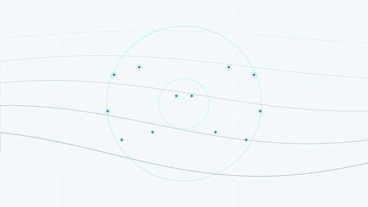 Abstract Motion Graphics with Pulsing Blue Dots and Wavy Lines