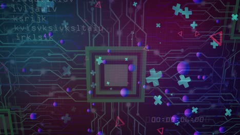 Animation of ai text and icon, data processing over computer server