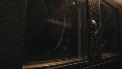 a vintage tape recorder in a blinking light