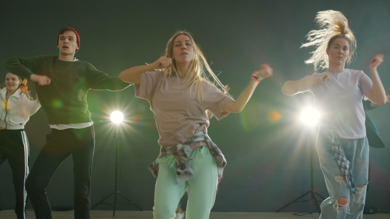 Group of young dancers performing